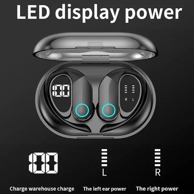 Alt view image 2 of 7 - ARMERI Wireless Bluetooth Headset, Bluetooth 5.3 in-Ear Noise Canceling Headset, Breathing Light/Digital Display/Built-in Microphone, Lightweight Sports Headset, Stereo Sound, Christmas