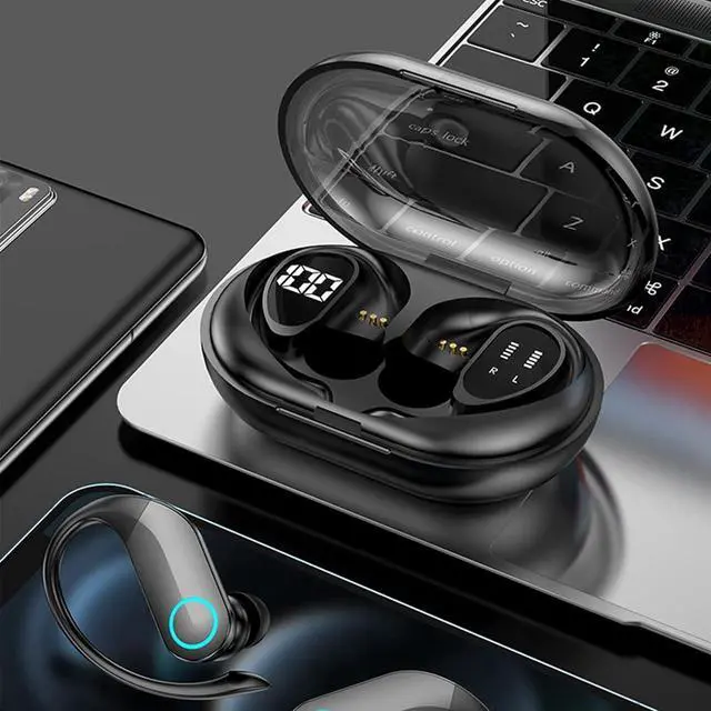 Alt view image 7 of 7 - ARMERI Wireless Bluetooth Headset, Bluetooth 5.3 in-Ear Noise Canceling Headset, Breathing Light/Digital Display/Built-in Microphone, Lightweight Sports Headset, Stereo Sound, Christmas