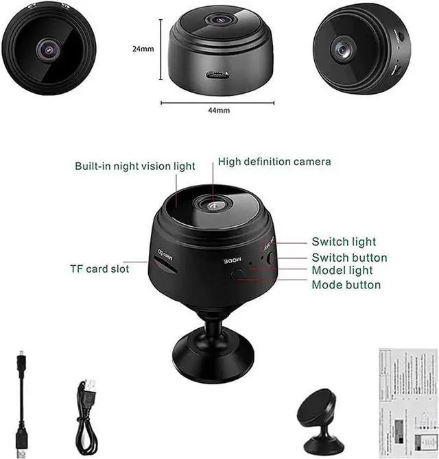 Alt view image 5 of 7 - Hidden Camera,Mini Magnetic Security Camera,Mini Camera Hidden Camera 1080p HD,Mini Camera Wireless,Mini Security Camera for Indoor Outdoor (White,4pcs)