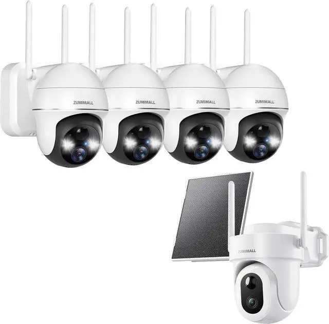 Main image of ZUMIMALL Security Cameras Wireless Outdoor WiFi with 360° PTZ, 2K Battery Cameras for Home Security, 5MP Solar Security Cameras Wireless Outdoor, 360° PTZ Wireless Cameras for Home Security