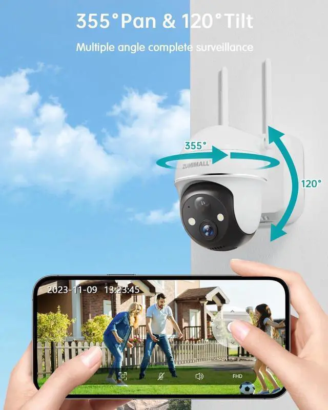 Alt view image 5 of 7 - ZUMIMALL Security Cameras Wireless Outdoor WiFi with 360° PTZ, 2K Battery Cameras for Home Security, 5MP Solar Security Cameras Wireless Outdoor, 360° PTZ Wireless Cameras for Home Security