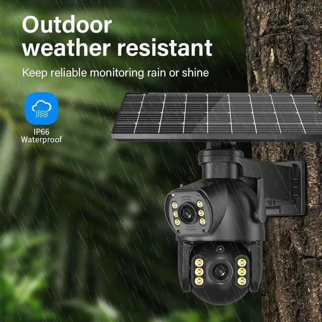 Alt view image 3 of 7 - 4G LTE Cellular Security Camera Dual Lens 360°PTZ 4K/8MP Solar Camera Outdoor Wireless Cameras for Home Security with 4G SIM Card (8MP 64g Card)