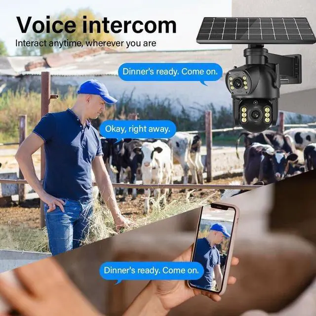 Alt view image 7 of 7 - 4G LTE Cellular Security Camera Dual Lens 360°PTZ 4K/8MP Solar Camera Outdoor Wireless Cameras for Home Security with 4G SIM Card (8MP 64g Card)