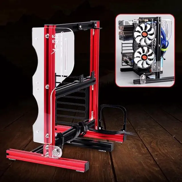 Alt view image 2 of 7 - Open Air Case Frame Aluminum Alloy ATX PC Test Bench Motherboard Overclocking Computer PC Bare Frame Base Stand Open Air Computer Case Chassis (Black)