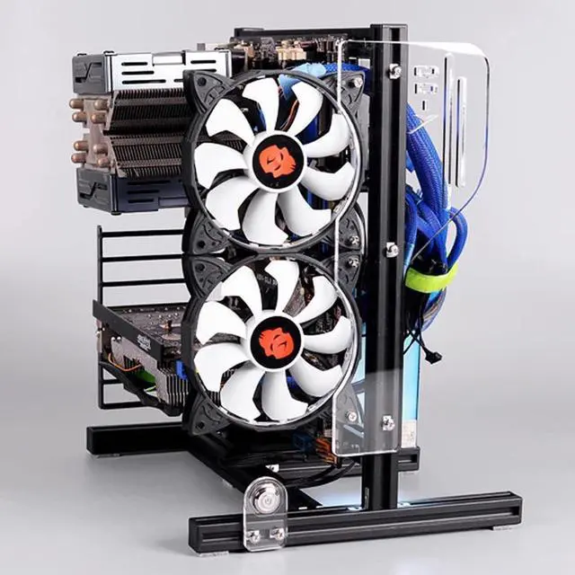 Alt view image 3 of 7 - Open Air Case Frame Aluminum Alloy ATX PC Test Bench Motherboard Overclocking Computer PC Bare Frame Base Stand Open Air Computer Case Chassis (Black)