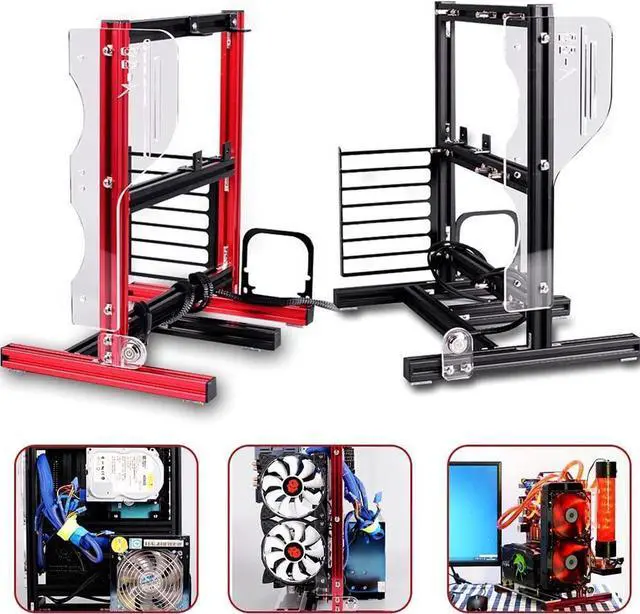 Alt view image 7 of 7 - Open Air Case Frame Aluminum Alloy ATX PC Test Bench Motherboard Overclocking Computer PC Bare Frame Base Stand Open Air Computer Case Chassis (Black)
