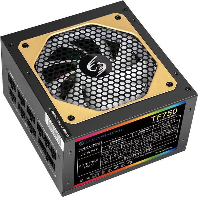 Alt view image 7 of 7 - Power Supply 750W PSU ARGB Fully Modular Standard ATX Gaming PC Power Full Voltage 110/220V 20+4Pin Main Power with 120mm Ultra-Silent FDB Fan White