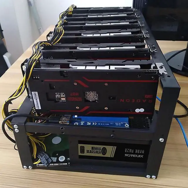 Alt view image 7 of 7 - Open Air Mining Machine Case, 6 GPU 8 GPU Mining Frame Rig Case, Support for ETH/PSU/ATX Accessories Rig Case