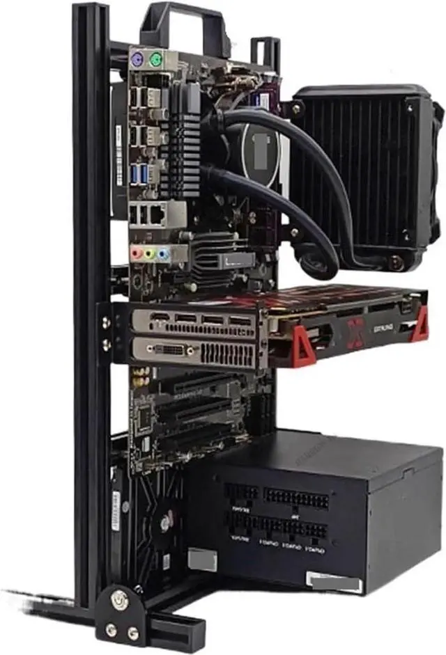 Alt view image 2 of 6 - Computer Case DIY Gamer Cabinet ITX MATX ATX Chassis,Computer Case Open Frame Rack,MOD Cooling Desktop Gaming PC Cabinet Dynamic(Black M-ATX)