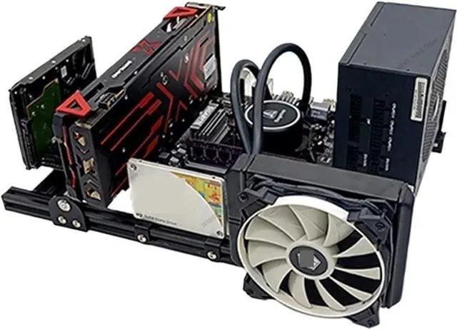 Alt view image 4 of 6 - Computer Case DIY Gamer Cabinet ITX MATX ATX Chassis,Computer Case Open Frame Rack,MOD Cooling Desktop Gaming PC Cabinet Dynamic(Black M-ATX)