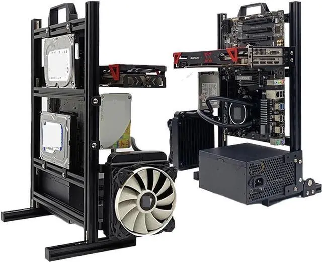 Alt view image 6 of 6 - Computer Case DIY Gamer Cabinet ITX MATX ATX Chassis,Computer Case Open Frame Rack,MOD Cooling Desktop Gaming PC Cabinet Dynamic(Black M-ATX)