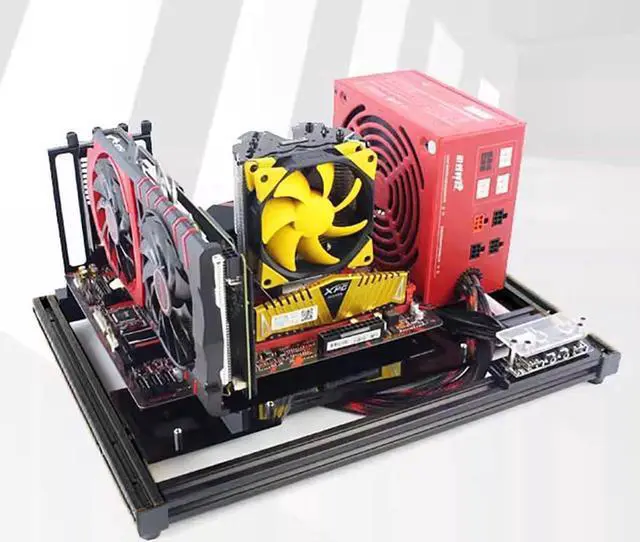 Alt view image 4 of 6 - PC Case Test Bench Open Air Stackable Computer Case for ATX Mainboard Aluminum Bracket DIY Bare Frame Support Intel AMD Graphics Card