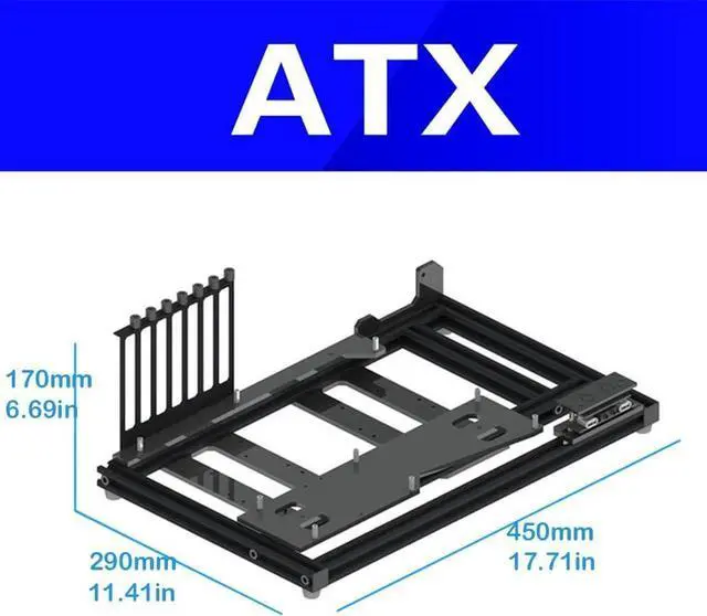 Alt view image 6 of 6 - PC Case Test Bench Open Air Stackable Computer Case for ATX Mainboard Aluminum Bracket DIY Bare Frame Support Intel AMD Graphics Card