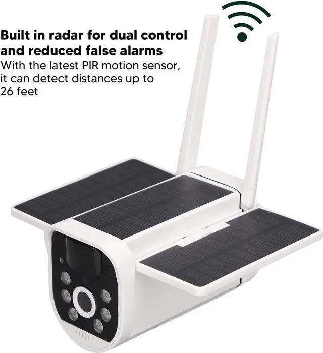 Alt view image 7 of 7 - BBAUER Solar Security Camera, Waterproof ABS Housing 6 LEDs Security Camera PIR Motion Detection Night Vision for Garden