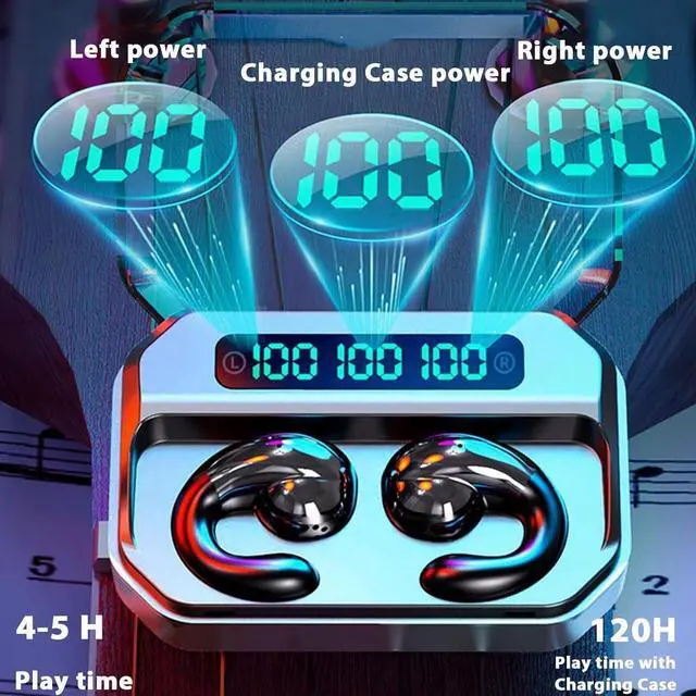 Alt view image 3 of 7 - Bone Conduction Earbuds Head Set Wireless Bluetooth Ear Clip Bone Conduction Headphones Headset Earclip Earphones Induction Earphones Bone Conducting Clip On Headphones Open Ear Earbuds Clip On