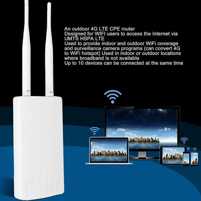Alt view image 6 of 7 - 4G Outdoor CPE WiFi Router, 4G LTE CPE SIM Card WiFi Router, 4G LTE CPE Router with 3FF Micro SIM Card, Unlocked 4G WiFi Router with External Antennas (US)