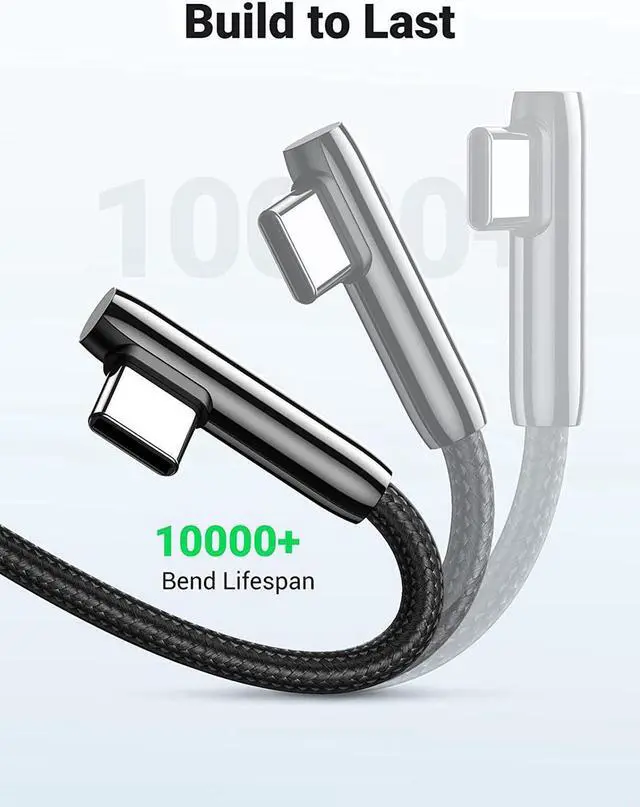 Alt view image 7 of 7 - UGREEN USB C Cable 90 Degree Right Angle USB A to Type C Fast Charging Braided Cord Compatible with iPad Mini 6 Air 4 Samsung Galaxy S21 Note 20 Z Flip Z Fold LG V60 Moto Z Z3 Nintendo Switch 6FT