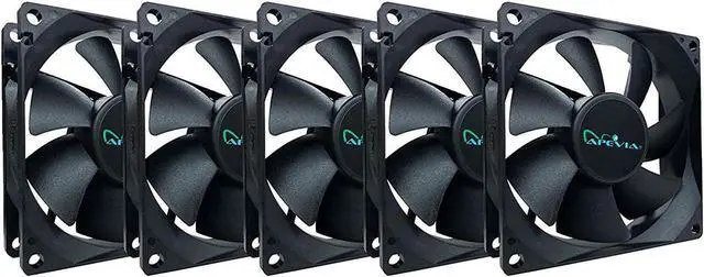 Main image of Apevia AF58S-BK 80mm 4pin Molex + 3pin Motherboard Silent Black Case Fan - Connect to Power Supply or Motherboard (5-pk)