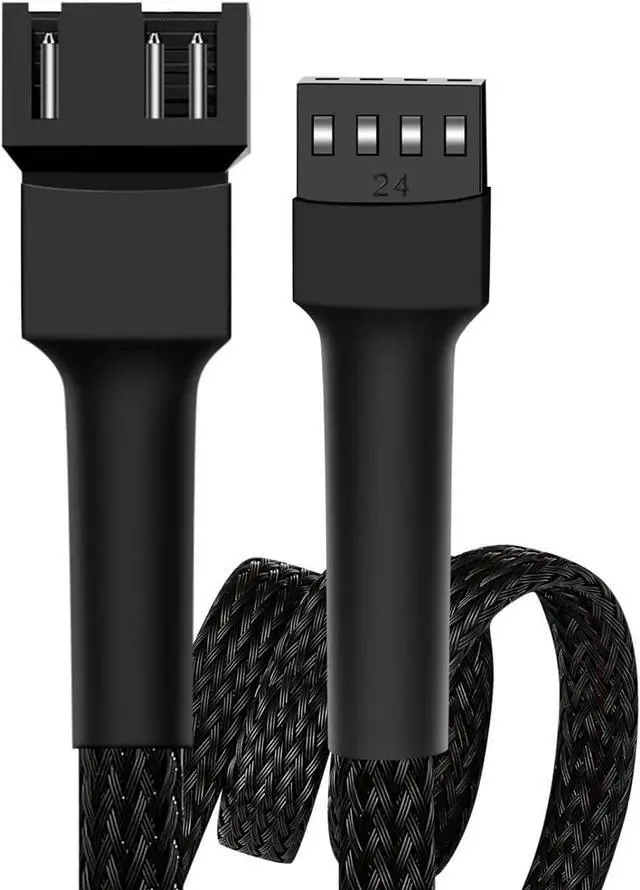Alt view image 2 of 6 - 5 Pack- 11.8 inch PWM Fan Extension Cable PC Fan Extension Cable Compatible with ATX Case 3 Pin & 4 Pin Cooling Fans Durable Black Nylon Braided Case Fan Extension Cable