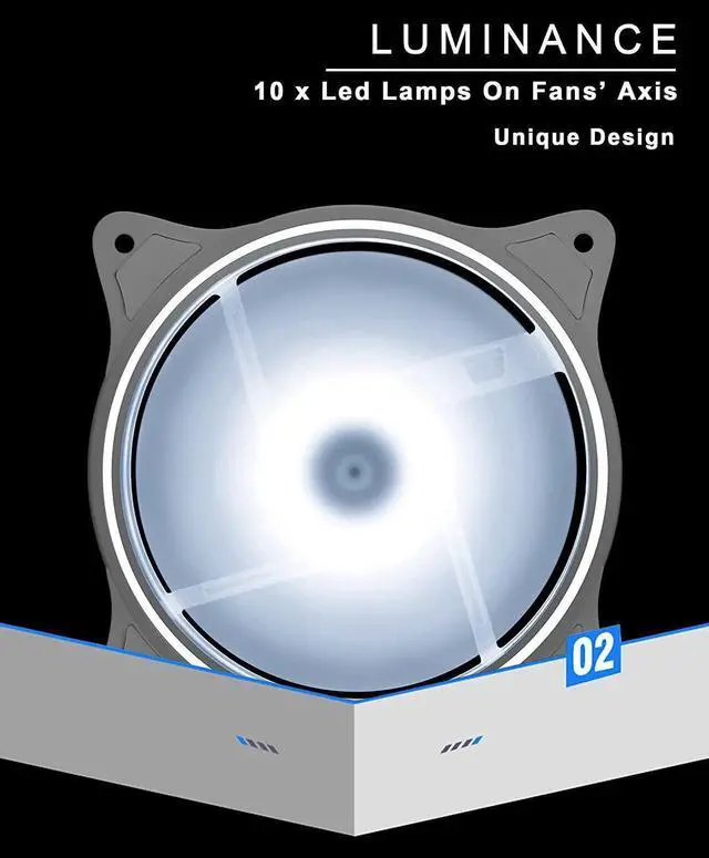 Alt view image 7 of 7 - 120mm Computer PC Cooling Fan White LED Game Case Cooler Fan Quiet 12V Computer PC Fan with Triple Light Loop 3-Pack