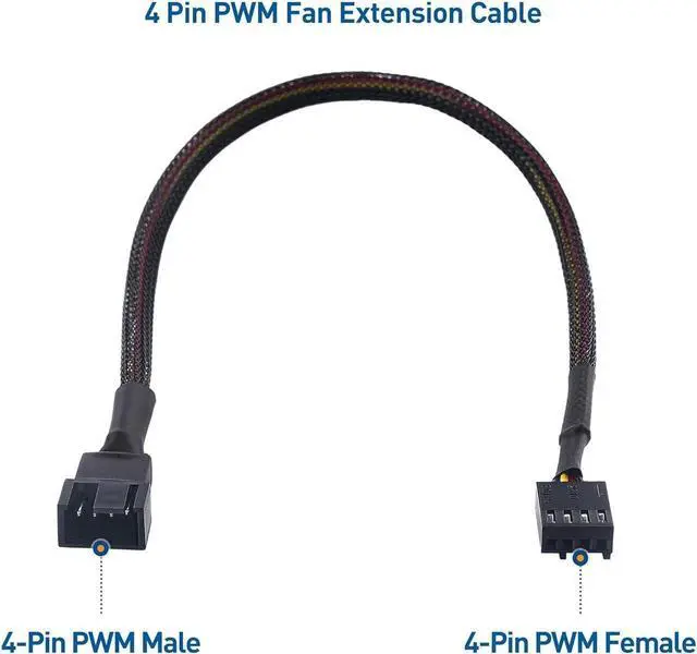 Alt view image 2 of 7 - Cable Matters 4-Pack, PWM 4 Pin Fan Extension Cable - 12 inches (PC Fan Extension Cable, PWM Fan Extension Cable, PWM Extension Cable)