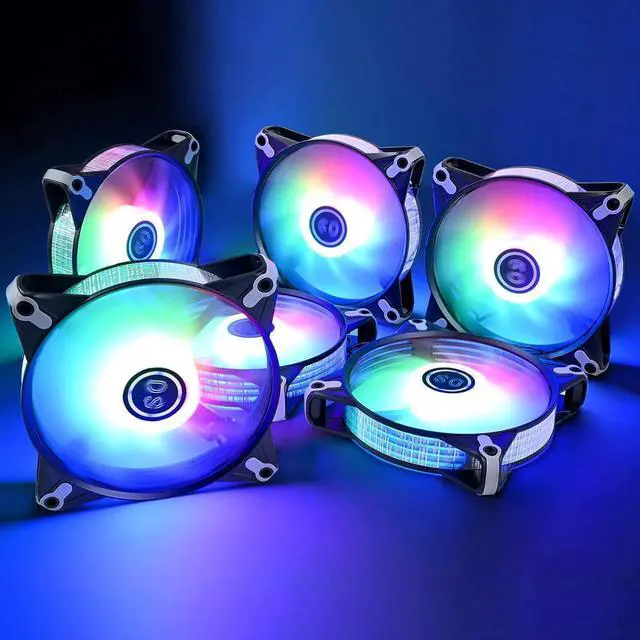Alt view image 4 of 7 - DS RGB Fans 120mm 6 Pack Case Cooling LED Fans for White Black PC Case, CPU Cooler and Radiators System (DK Series)