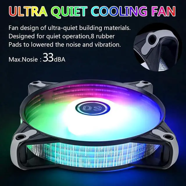 Alt view image 7 of 7 - DS RGB Fans 120mm 6 Pack Case Cooling LED Fans for White Black PC Case, CPU Cooler and Radiators System (DK Series)