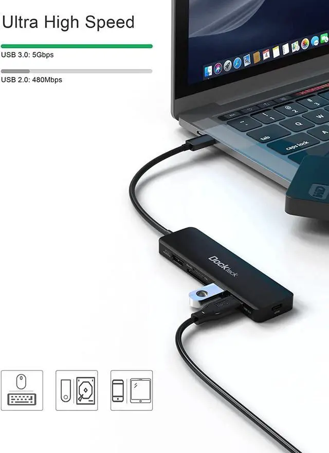 Alt view image 5 of 7 - USB C Hub HDMI PD Adapter for MacBook Air/Pro, Surface Pro 7/8, XPS and More, Dockteck 6-in-1 Type C Hub with 4K 60Hz, 100W PD, SD & microSD Card Reader, 2 USB 3.0 Data 5Gbps