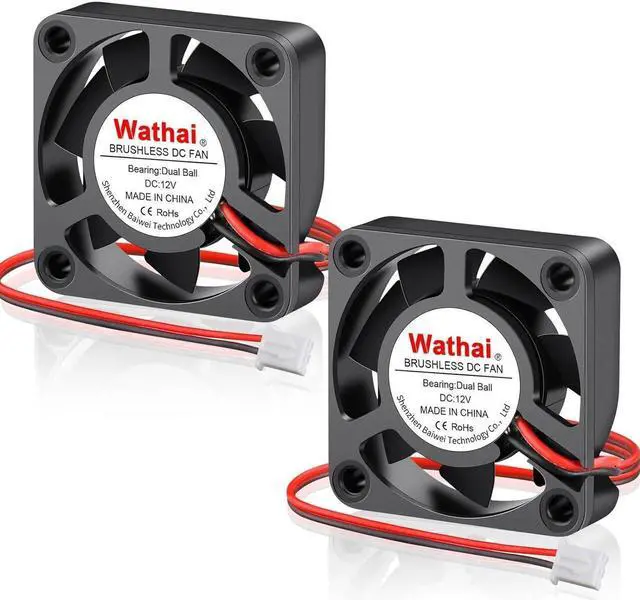 Main image of Wathai 40mm x 10mm DC 12 Volt Brushless Cooling Fan 12V Dual Ball Replacement Fans for DIY 3D Printer, Amplifier, Computer, Devices, Battery Chargers, Raspberry pi, Laptops, and DVR Cooling 2Pack