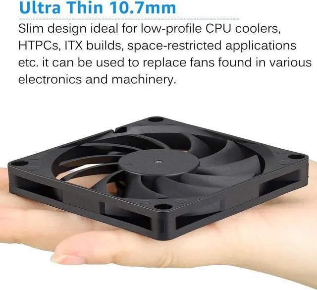 Alt view image 3 of 7 - Gdstime 80mm x 80mm x 10mm DC 5V Brushless Cooling Fan 2PIN