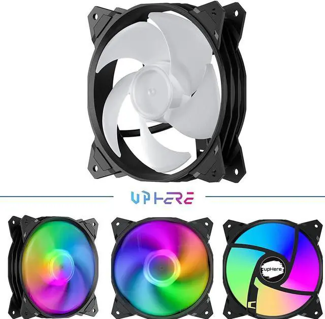 Alt view image 2 of 7 - upHere Long Life 120mm 3-Pin High Airflow Quiet Edition Rainbow LED Case Fan for PC Cases, CPU Coolers, and Radiators 3-Pack,(PF120CF3-3)