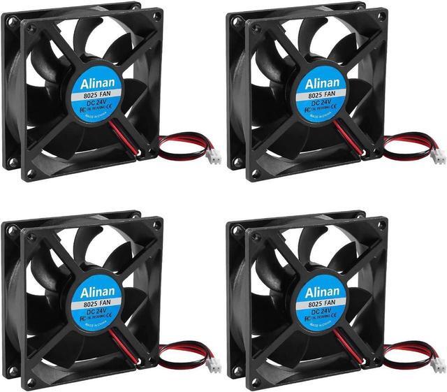 Alt view image 3 of 7 - 4pcs 8025 24V Fan 80x80x25mm 2-pin Sleeve Bearing Brushless DC Cooling Fan 3D Printer Cooling Fan Computer Fan