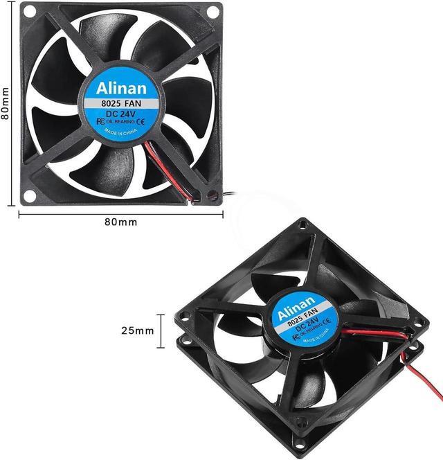 Alt view image 4 of 7 - 4pcs 8025 24V Fan 80x80x25mm 2-pin Sleeve Bearing Brushless DC Cooling Fan 3D Printer Cooling Fan Computer Fan