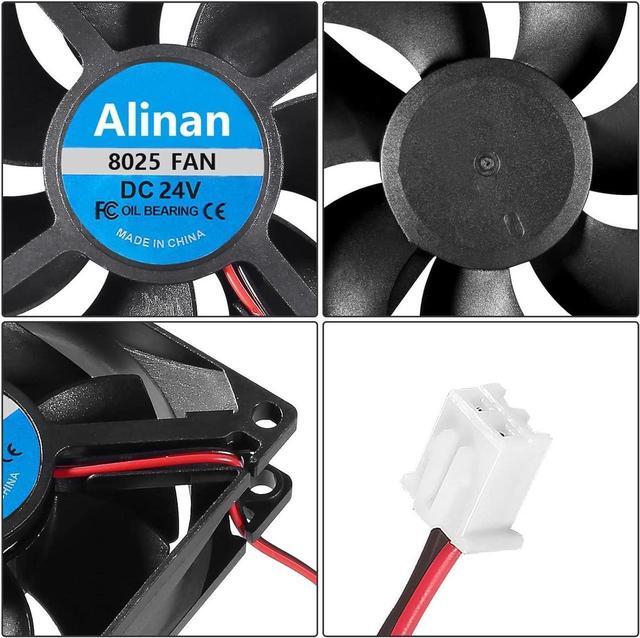 Alt view image 5 of 7 - 4pcs 8025 24V Fan 80x80x25mm 2-pin Sleeve Bearing Brushless DC Cooling Fan 3D Printer Cooling Fan Computer Fan