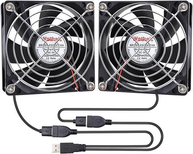 Main image of Wathai 80mm x 80mm x 25mm USB Fan 5V for Computer Laptop Router DVR Xbox Cooling 2 Packs
