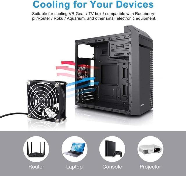 Alt view image 6 of 7 - Wathai 80mm x 80mm x 25mm USB Fan 5V for Computer Laptop Router DVR Xbox Cooling 2 Packs