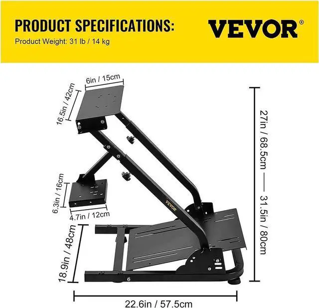 Alt view image 5 of 7 - VEVOR G920 Racing Steering Wheel Stand Shifter Mount fit for Mainstream Brands Gaming Wheel Stand Wheel Pedals NOT Included Racing Wheel Stand