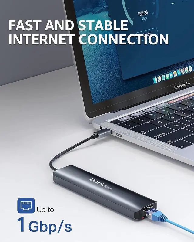 Alt view image 6 of 7 - dockteck 7-in-1 USB C Hub with 4K 60Hz HDMI, 1Gbps Ethernet, 100W Power Delivery, SD/TF Card Slots, USB 3.0 Data Ports for MacBook, iPad Pro, XPS
