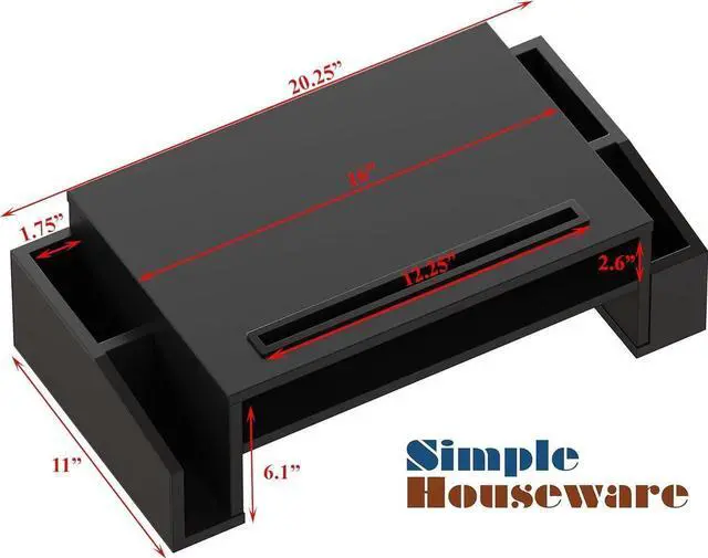 Alt view image 3 of 6 - Simple Houseware Desk Monitor Stand Riser with Adjustable Organizer tray, Black