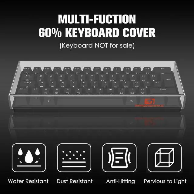 Alt view image 2 of 6 - ZIYOU LANG KC01 Acrylic Clear Transparent Keyboard Cover(11.5*4.1*1.14) with Dustproof Waterproof Anti-hit Anti-cat Protective Case for 60% Small Layout 61Key 64Key 68Key Mechanical Gaming Keyboard