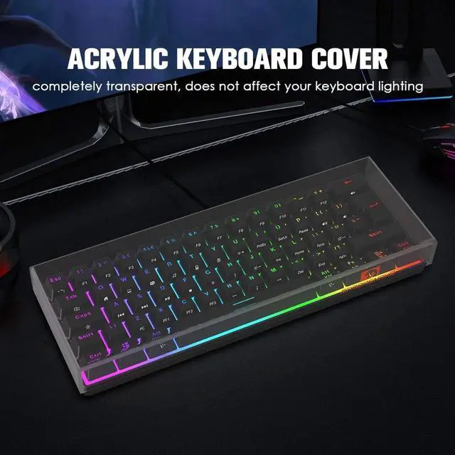 Alt view image 3 of 6 - ZIYOU LANG KC01 Acrylic Clear Transparent Keyboard Cover(11.5*4.1*1.14) with Dustproof Waterproof Anti-hit Anti-cat Protective Case for 60% Small Layout 61Key 64Key 68Key Mechanical Gaming Keyboard