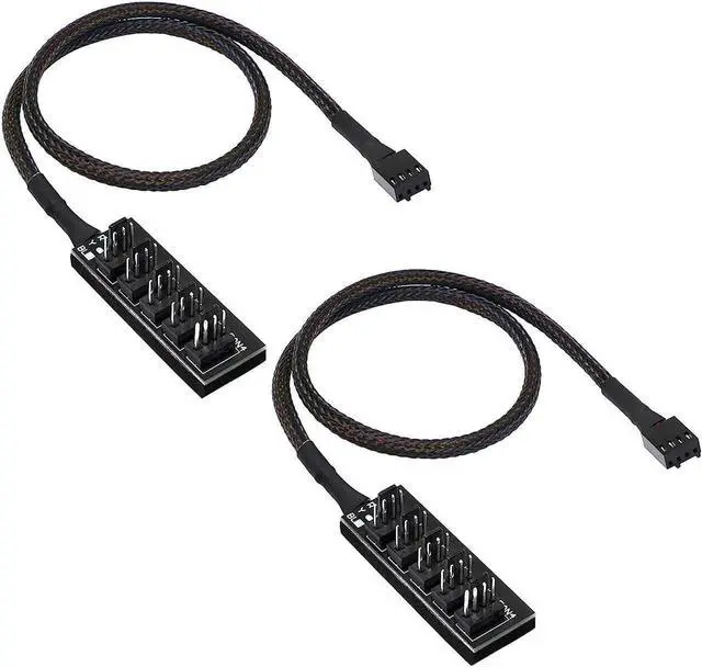 Main image of CERRXIAN 4 Pin PWM Fan Hub Splitter Power Supply Cable 1 to 5 Way PC CPU Cooling Case Fan Power Extension Cable for ATX Computer Case 4-Pin & 3-Pin Cooling Fans(14.8inch)(2-Pack)