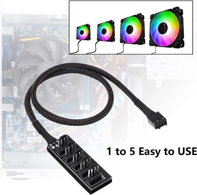 Alt view image 7 of 7 - CERRXIAN 4 Pin PWM Fan Hub Splitter Power Supply Cable 1 to 5 Way PC CPU Cooling Case Fan Power Extension Cable for ATX Computer Case 4-Pin & 3-Pin Cooling Fans(14.8inch)(2-Pack)