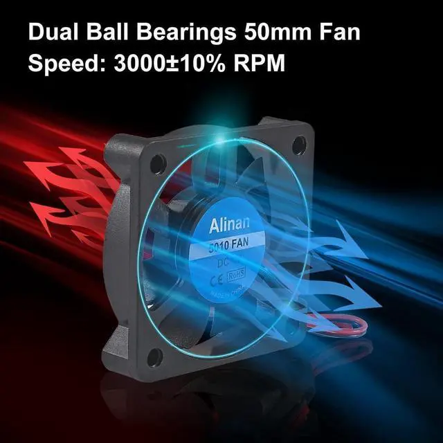 Alt view image 2 of 7 - 6pcs 5010 12V Sleeve Bearing Cooling Fan 50mm Silent Cooling DC 12V 0.08A Silent Quiet DC Brushless Cooling Fan 3D Printer Cooling Fan with 2Pin Wire