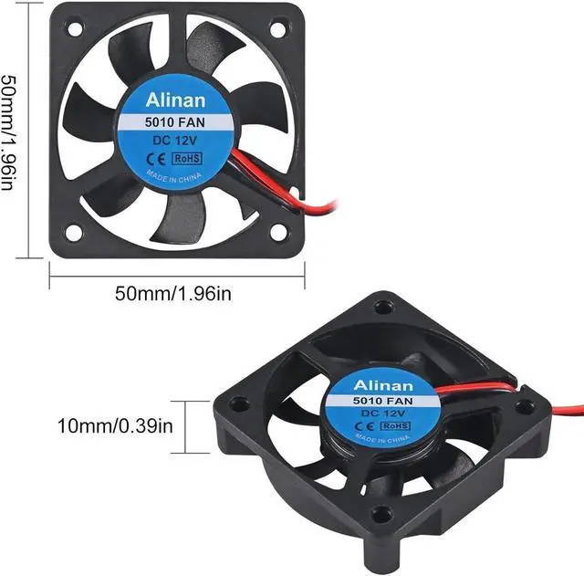 Alt view image 5 of 7 - 6pcs 5010 12V Sleeve Bearing Cooling Fan 50mm Silent Cooling DC 12V 0.08A Silent Quiet DC Brushless Cooling Fan 3D Printer Cooling Fan with 2Pin Wire
