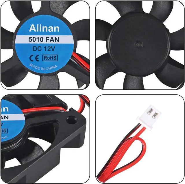 Alt view image 6 of 7 - 6pcs 5010 12V Sleeve Bearing Cooling Fan 50mm Silent Cooling DC 12V 0.08A Silent Quiet DC Brushless Cooling Fan 3D Printer Cooling Fan with 2Pin Wire