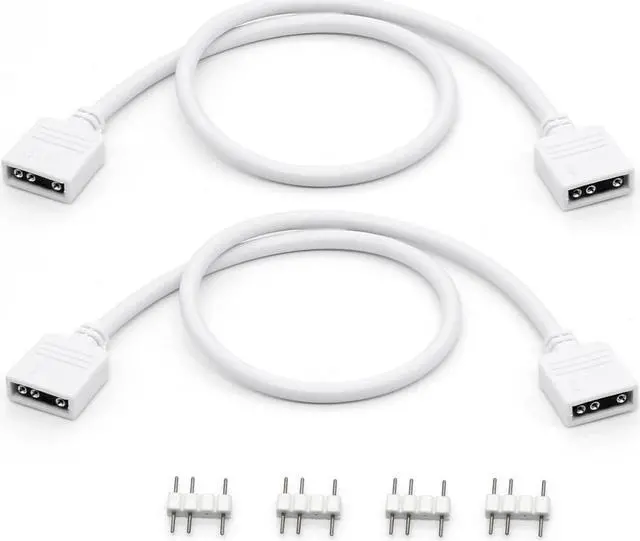 Alt view image 2 of 6 - 2-Pack 1-to-1 ARGB Extension Cable, White 5V 3-Pin Female to Female ARGB Addressable RGB Adapter Cable, ARGB LED Sync Cable for Extend PC Computer ARGB Fans Or ARGB LED Lights, 11.8 Inches
