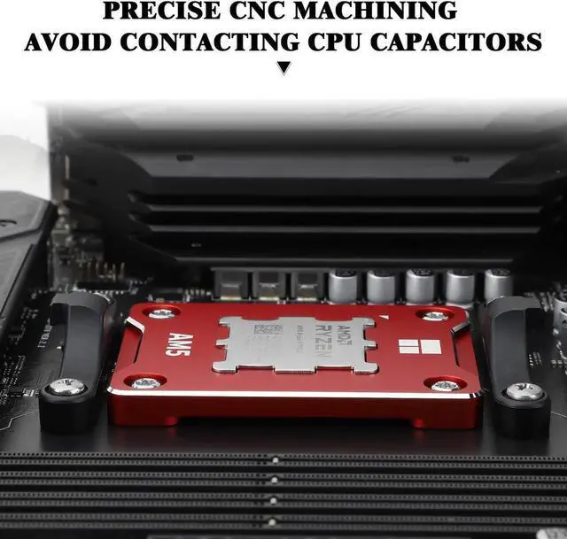 Alt view image 5 of 7 - AM5 CPU Secure Frame,CPU Anti-Bend Fixing Frame, CPU Correction Retainer, AM5 Aluminum Alloy Fixing Bracket, CPU Optical Fit Adhesive Adhesive Mounter, CPU Cooler Standard,Red