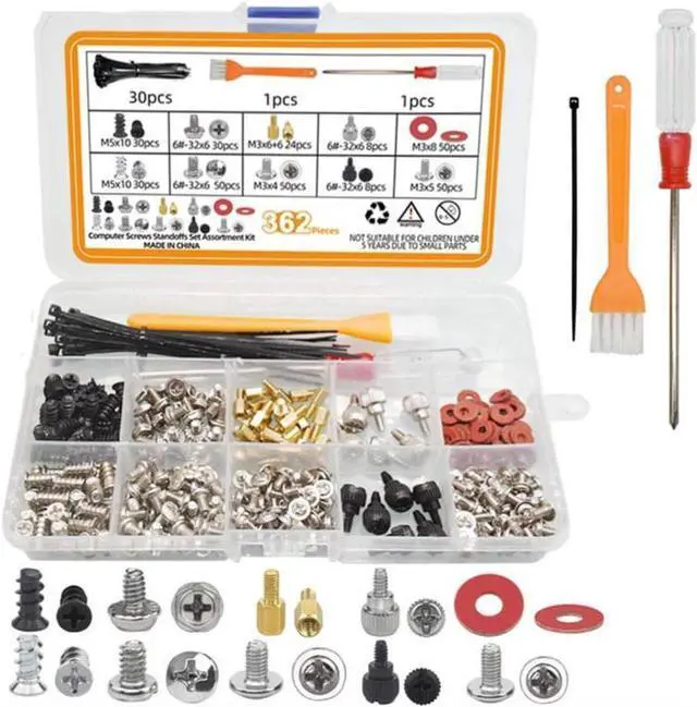 Alt view image 5 of 5 - 362pc Computer Screws Assortment Kit | Motherboard Standoff Risers Screw Set for HDD SSD Hard Drive, Computer Case, Fan, Power Supply, Graphics, CD, Motherboard Screws Kit for DIY & Repair