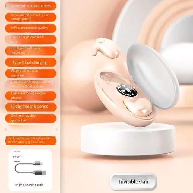 Alt view image 4 of 4 - 538 Cross-border New sleep Bluetooth headphones feature long battery life, high sound quality, in-ear mini noise-cancelling, and are compatible with mobile phones